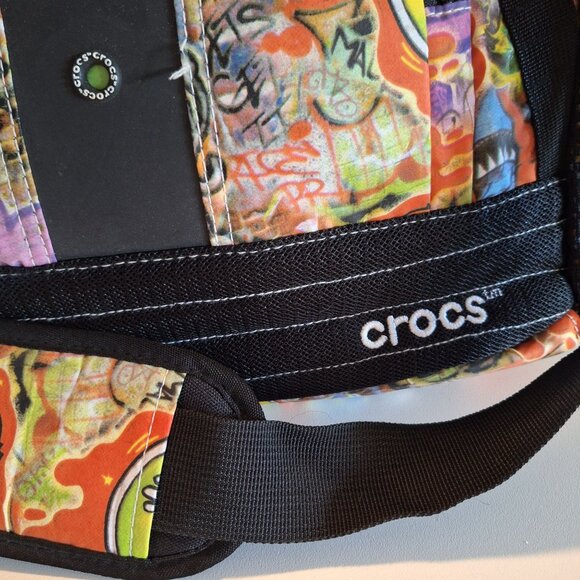 Colorful Crocs Messenger Laptop Bag W Graffiti Art Adjustable Strap Crossbody - Picture 2 of 16